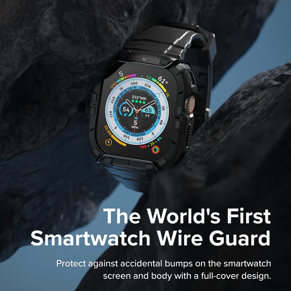 Picture of Apple Watch 49mm Ultra 3 Case | Ringke Fusion X Guard Wired Version Sporty Case and Strap for Apple Watch Series 8 49mm Ultra Case (Wired Black)