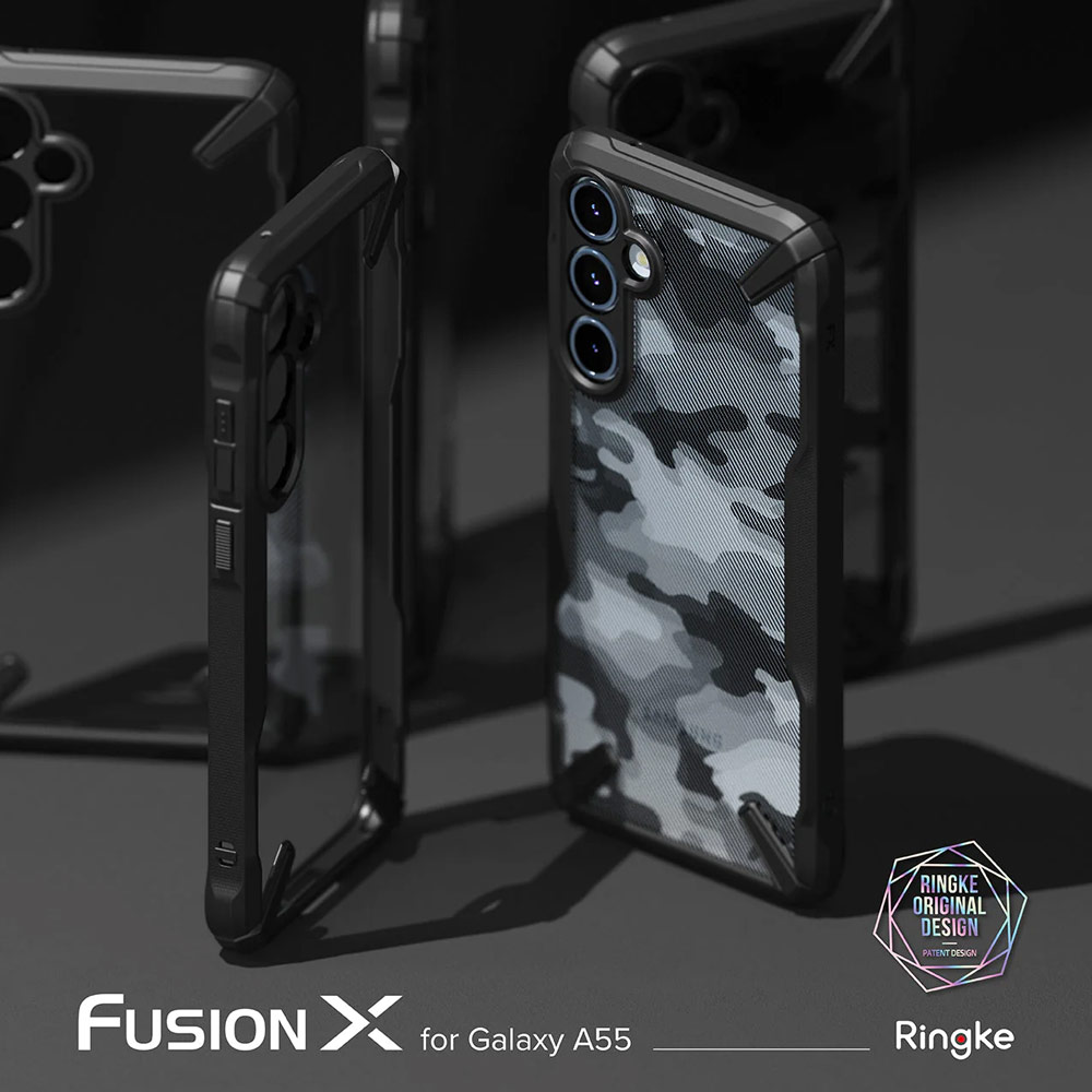 Picture of Samsung Galaxy A55 Case | Ringke Fusion X Drop Protection Case for Samsung Galaxy A55 Case (Black Camo)