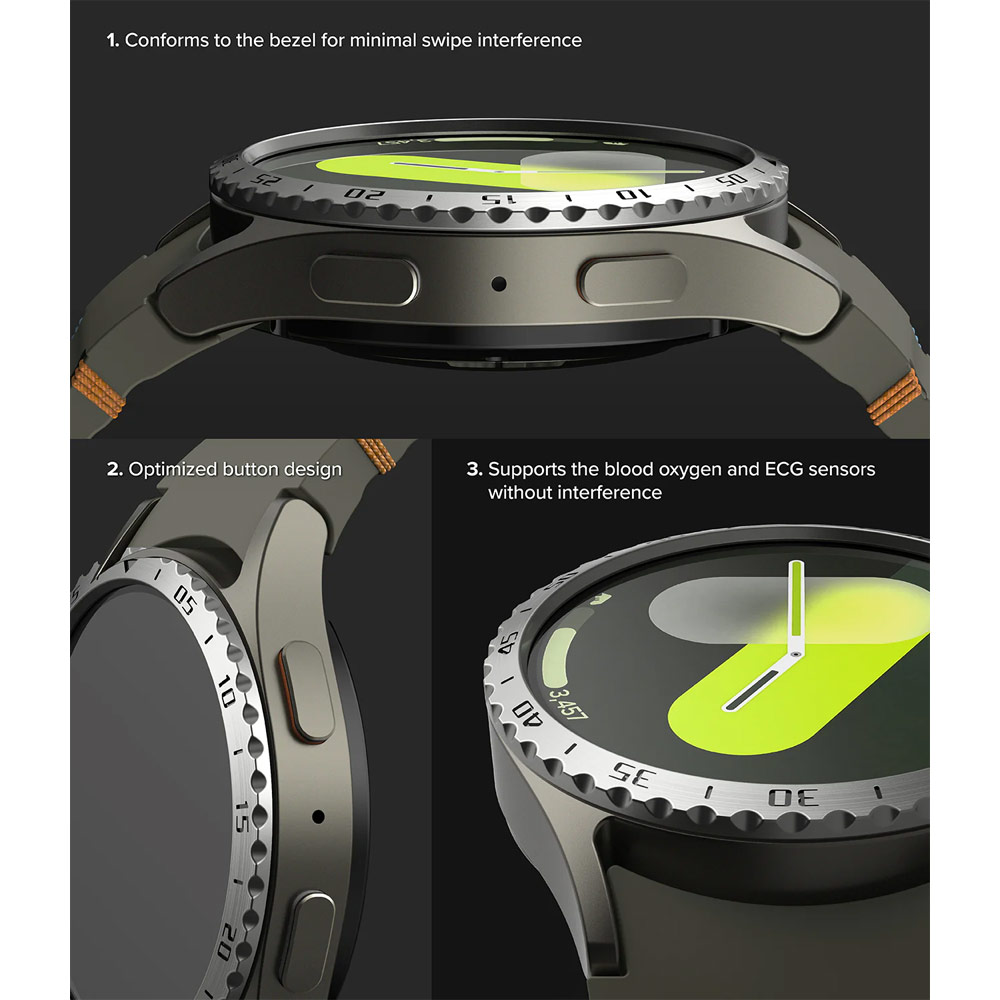 Picture of Samsung Galaxy Watch 7 40mm Screen Protector | Ringke Bezel Styling and Tempered Glass Screen Protector for Samsung Galaxy Watch 7 40mm (Silver 40-03)