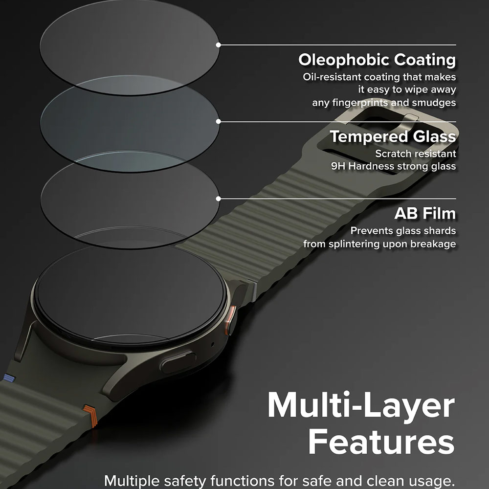 Picture of Samsung Galaxy Watch 7 40mm Screen Protector | Ringke Bezel Styling and Tempered Glass Screen Protector for Samsung Galaxy Watch 7 40mm (Silver 40-03)