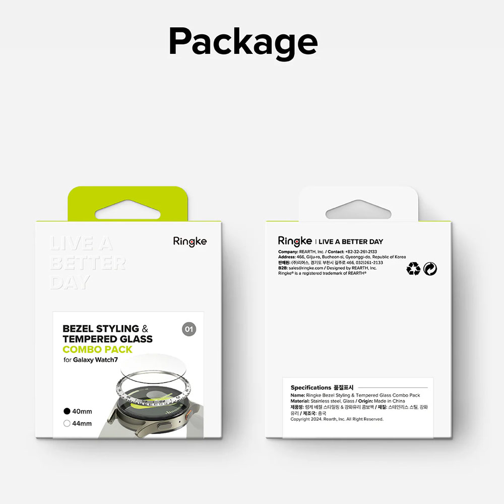 Picture of Samsung Galaxy Watch 7 40mm Screen Protector | Ringke Bezel Styling and Tempered Glass Screen Protector for Samsung Galaxy Watch 7 40mm (Silver 40-03)