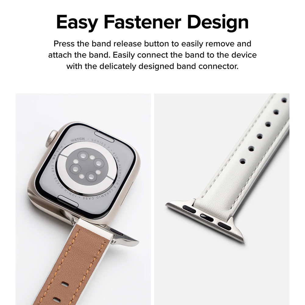 Picture of Apple Watch 38mm  | Ringke Genuine Leather One Slim Padded Strap for Apple Watch Series 4 5 6 8 9 41mm 40mm 38mm (Black)