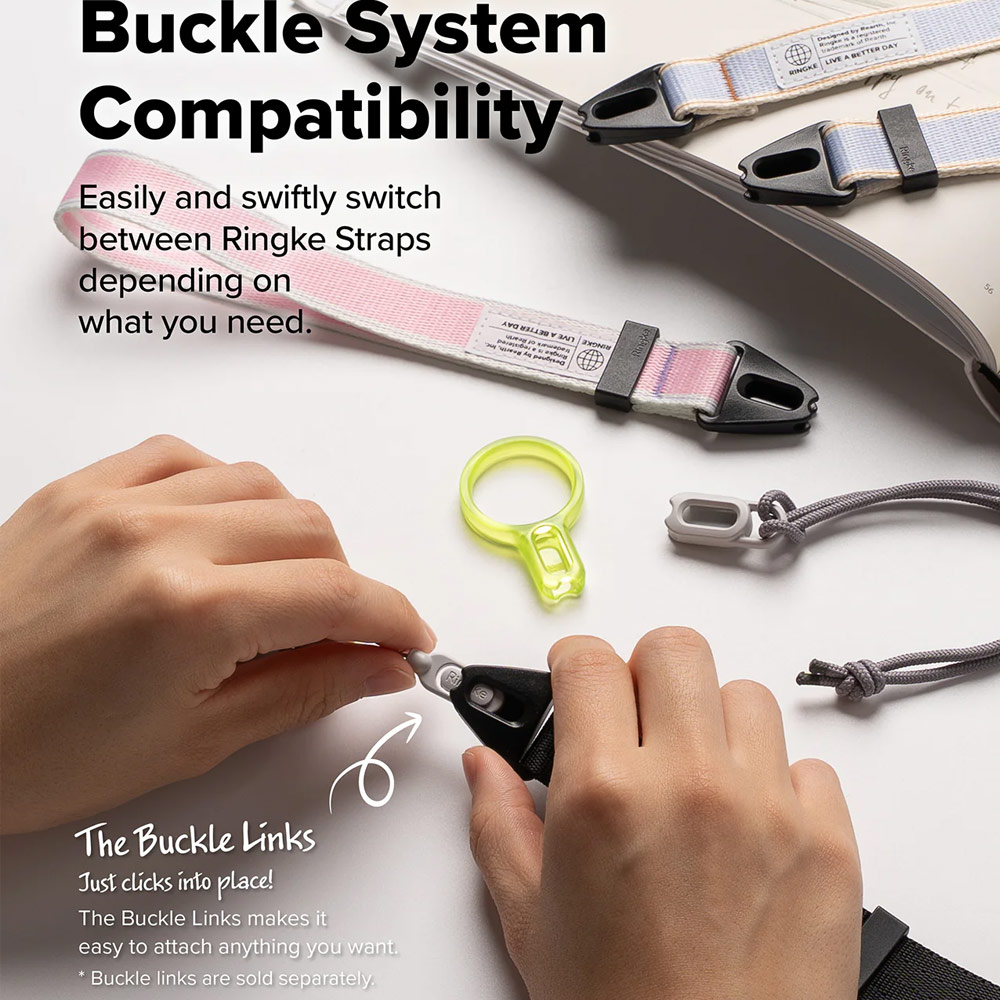 Picture of Ringke High density polyester wrist hand strap for Perfect for daily use traveling hiking smartphone Jisulife Portable Handheld Fan Strap (Lettering Black)