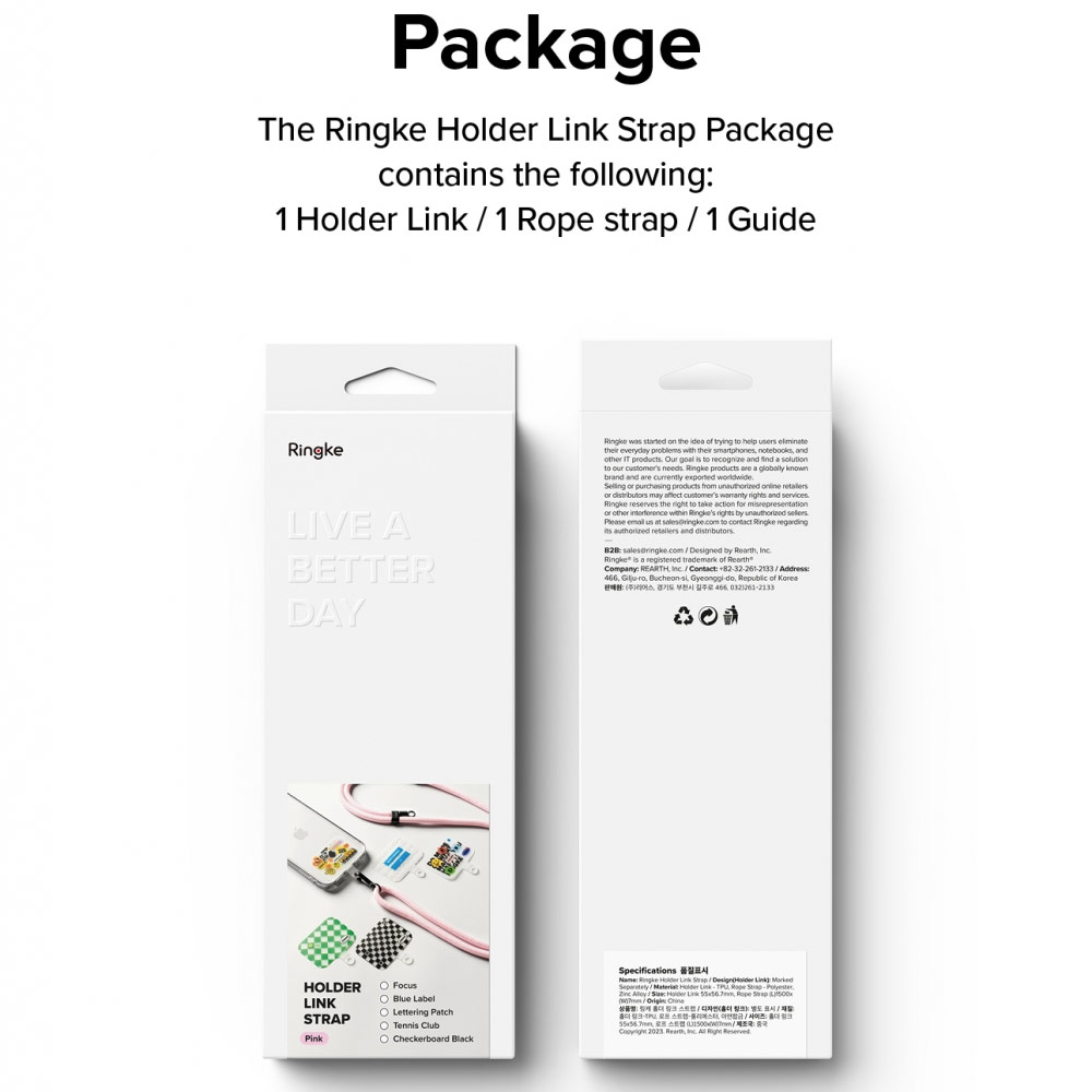 Picture of Ringke Shoulder Strap Design Holder Link Rope for Phone case (Blue Label Design Pink Rope)