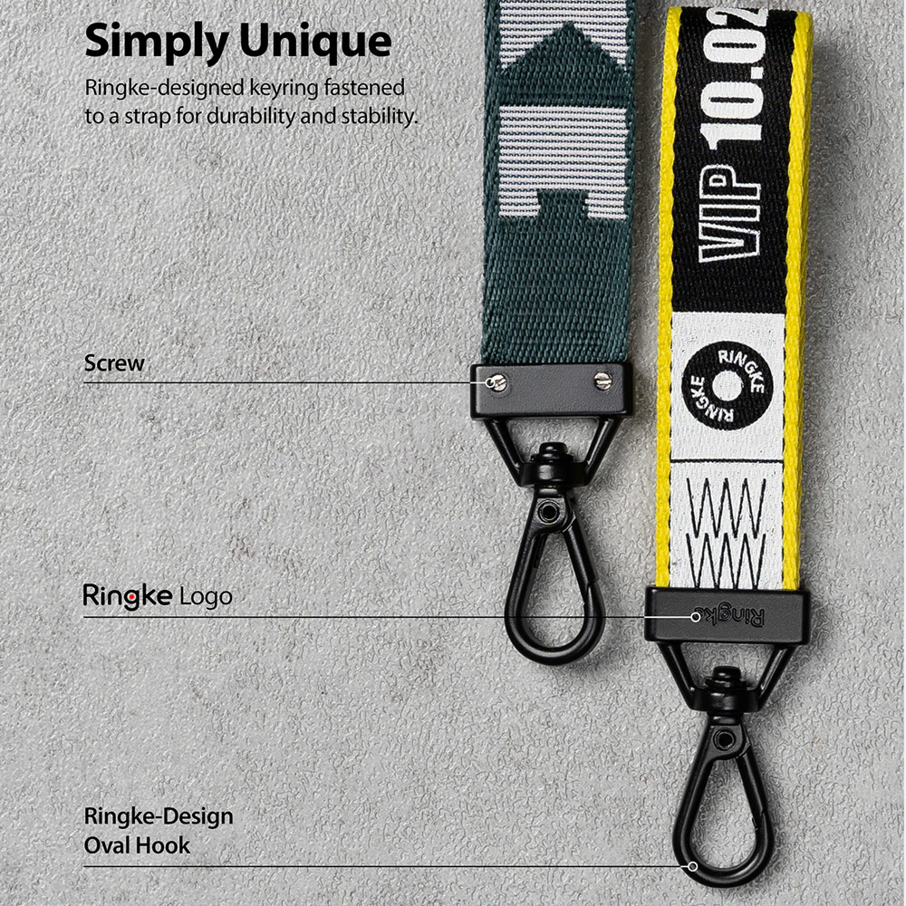 Picture of Ringke Key Ring Strap with Oval Hook Clip for phone case keychain camera game console USB flash drives (Lettering Black)