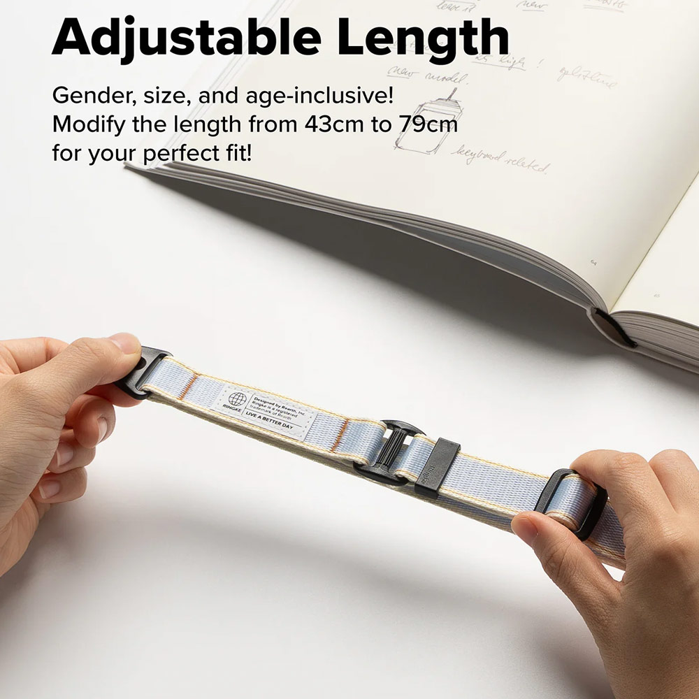 Picture of Ringke High density polyester Lanyard strap Shoulder Strap  for Perfect for daily use traveling hiking smartphone  Portable Handheld Fan Strap (Stripe Blue)