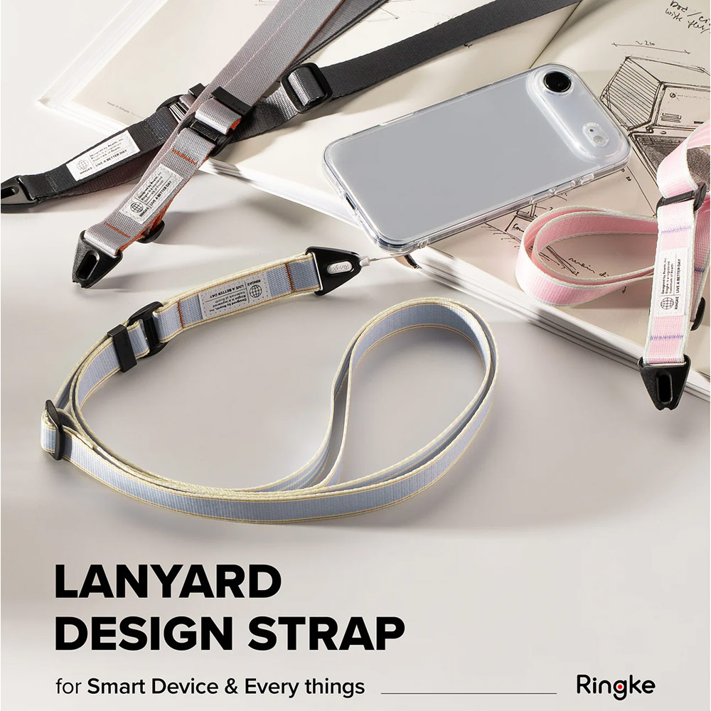 Picture of Ringke High density polyester Lanyard strap Shoulder Strap for Perfect for daily use traveling hiking smartphone  Portable Handheld Fan Strap (Stripe Pink)