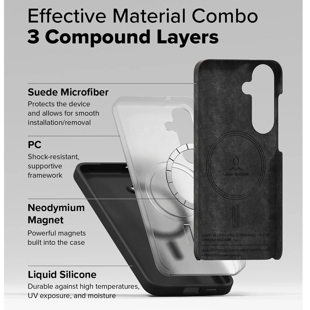 Picture of Samsung Galaxy S25 Plus Case | Ringke Soft Liquid Silicone Case with Magnetic Ring Protection Case for Samsung Galaxy S25 Plus (Black)