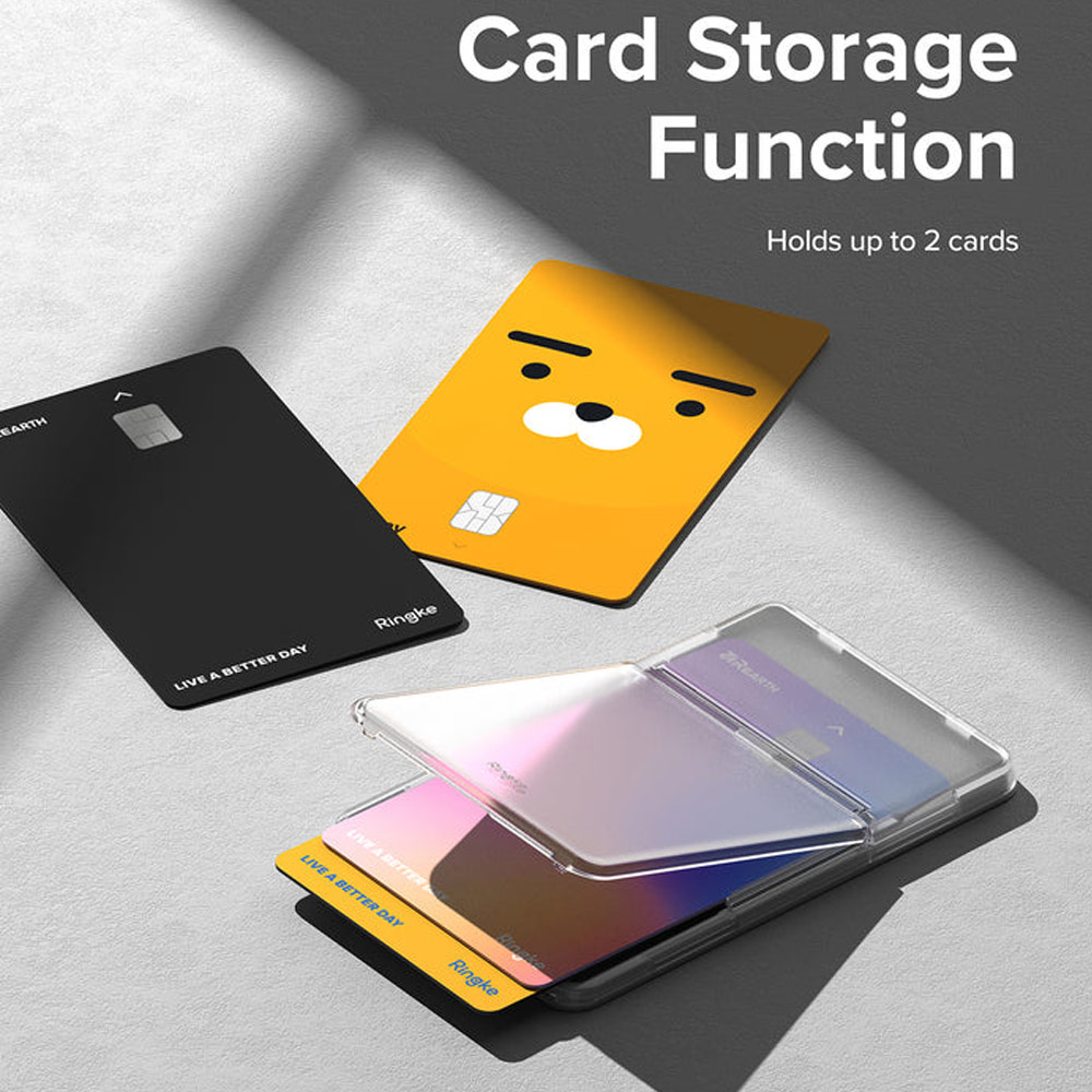 Picture of Apple iPhone 13 6.1  | Ringke Card Holder Magnetic Stand Slot Magsafe Compatible Hold up to 2 Cards for iPhone 13 Pro Max 14 Pro Max (Clear Mist)