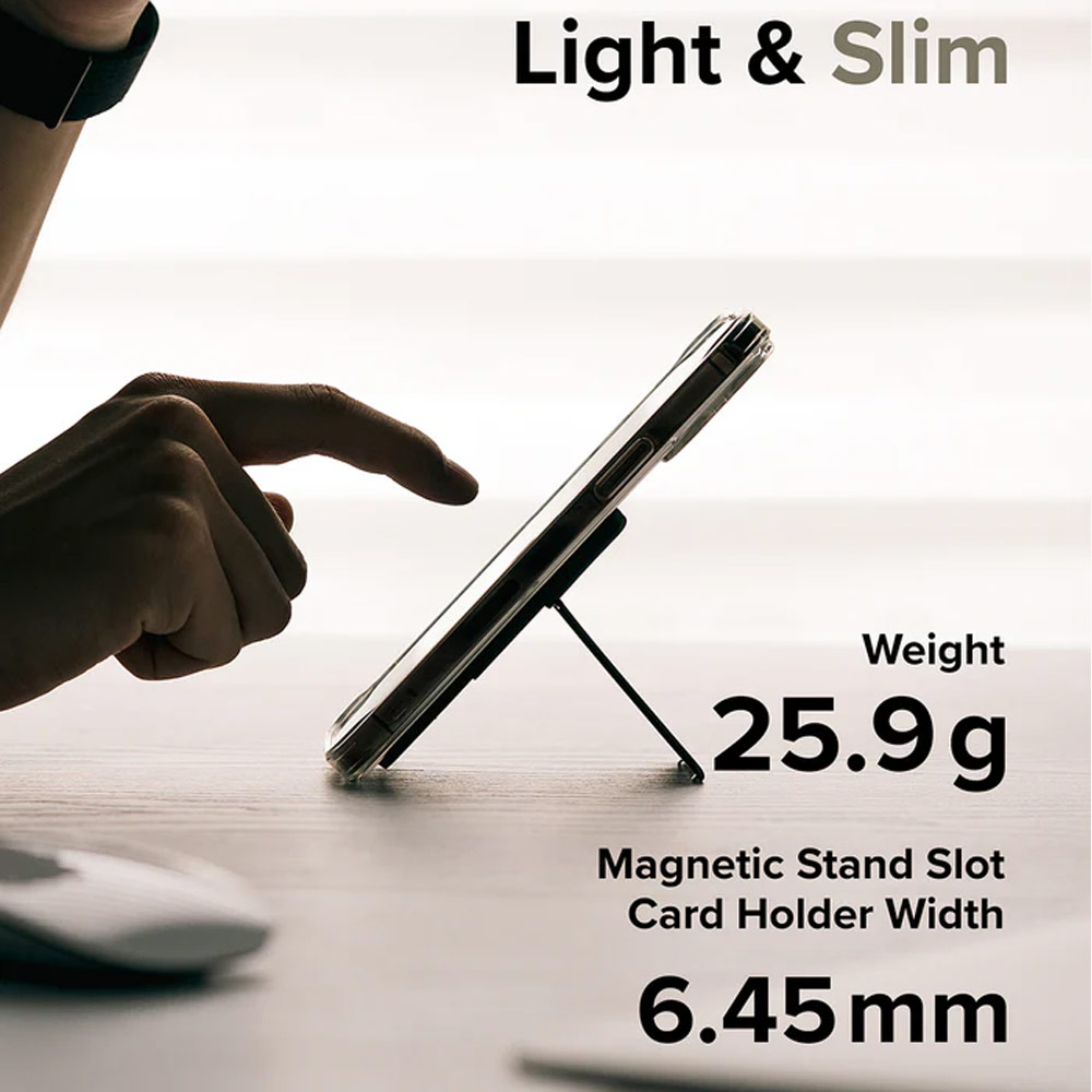 Picture of Apple iPhone 13 6.1  | Ringke Card Holder Magnetic Stand Slot Magsafe Compatible Hold up to 2 Cards for iPhone 13 Pro Max 14 Pro Max (Clear Mist)