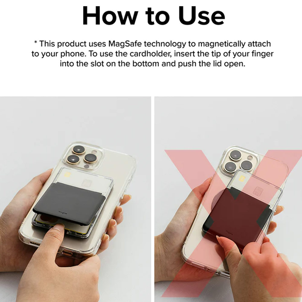 Picture of Apple iPhone 13 6.1  | Ringke Card Holder Magnetic Stand Slot Magsafe Compatible Hold up to 2 Cards for iPhone 13 Pro Max 14 Pro Max (Clear Mist)