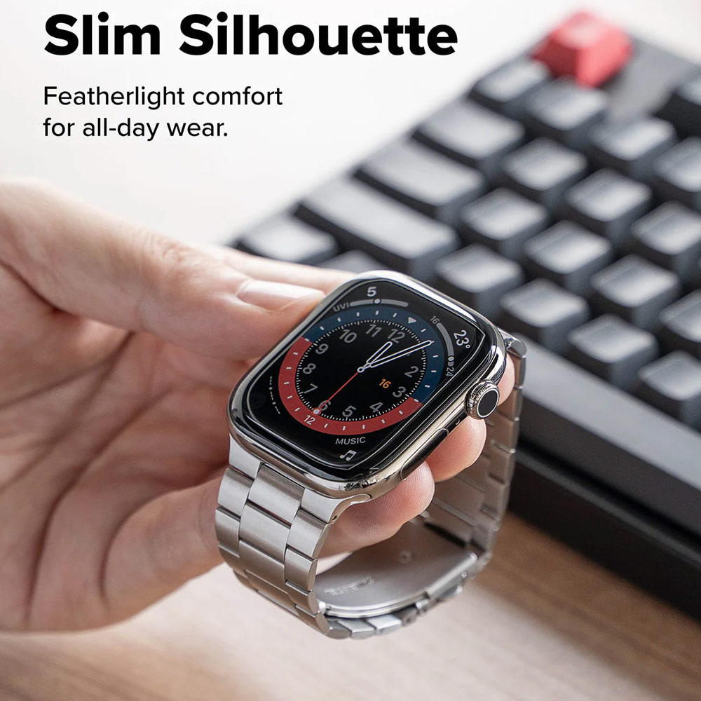 Picture of Apple Watch 10 46mm  | Ringke Stainless Steel Metal One Air Band Strap for Apple Watch Series 4 5 6 8 42mm 44mm 45mm 46mm 49mm Ultra (Silver)