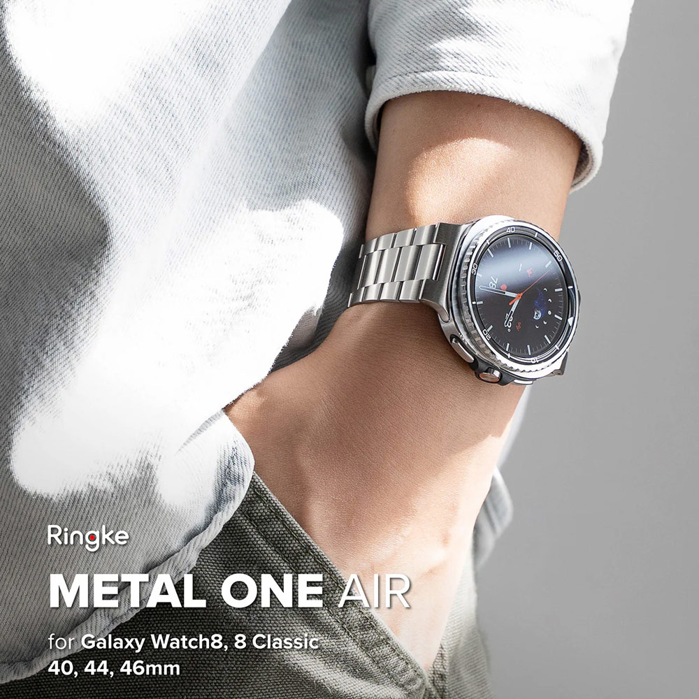Picture of Samsung Galaxy Watch 8 40mm  | Ringke Stainless Steel Metal One Air Band Strap for Galaxy Watch 8 40mm 8 Classic 47mm (Silver)