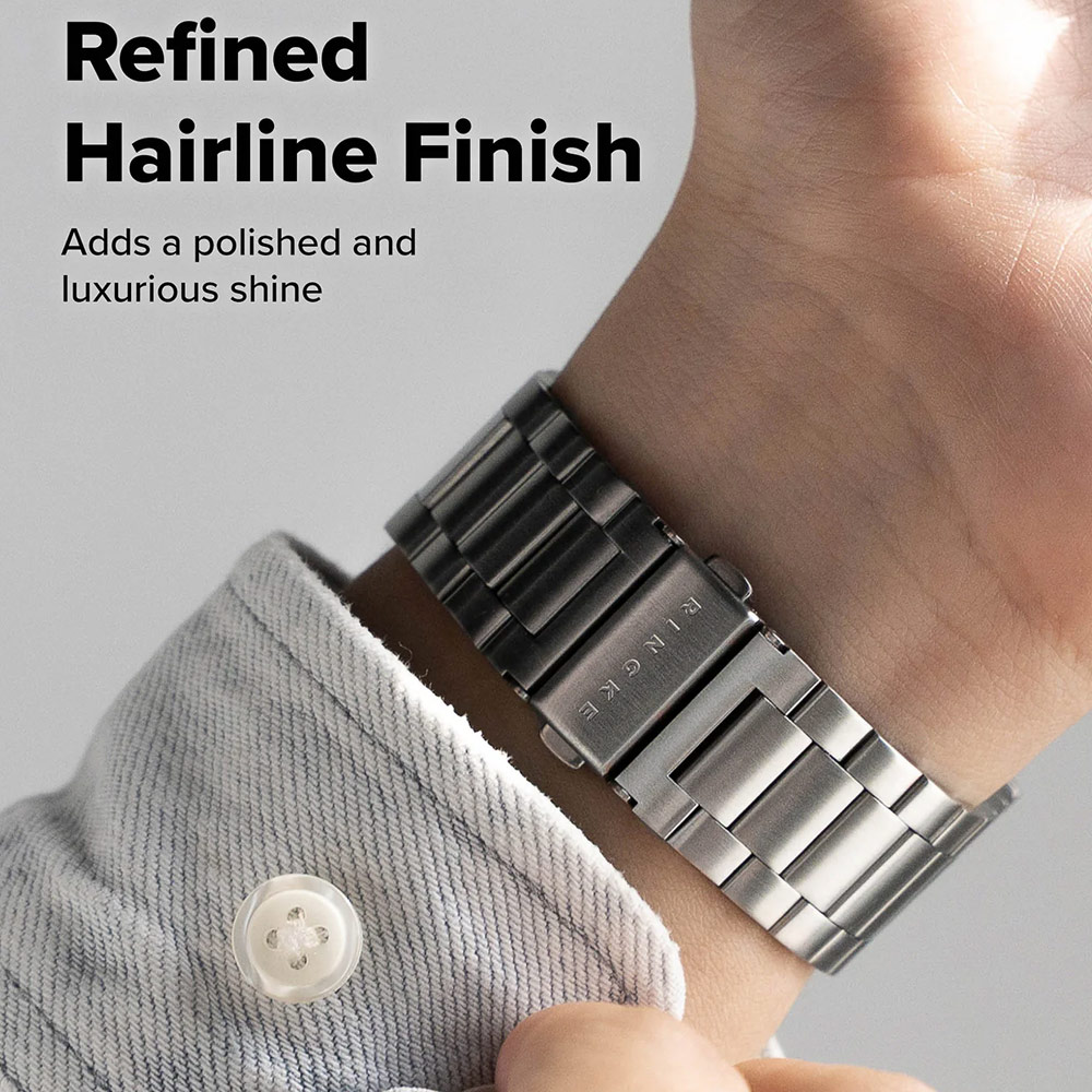 Picture of Samsung Galaxy Watch 8 40mm  | Ringke Stainless Steel Metal One Air Band Strap for Galaxy Watch 8 40mm 8 Classic 47mm (Silver)