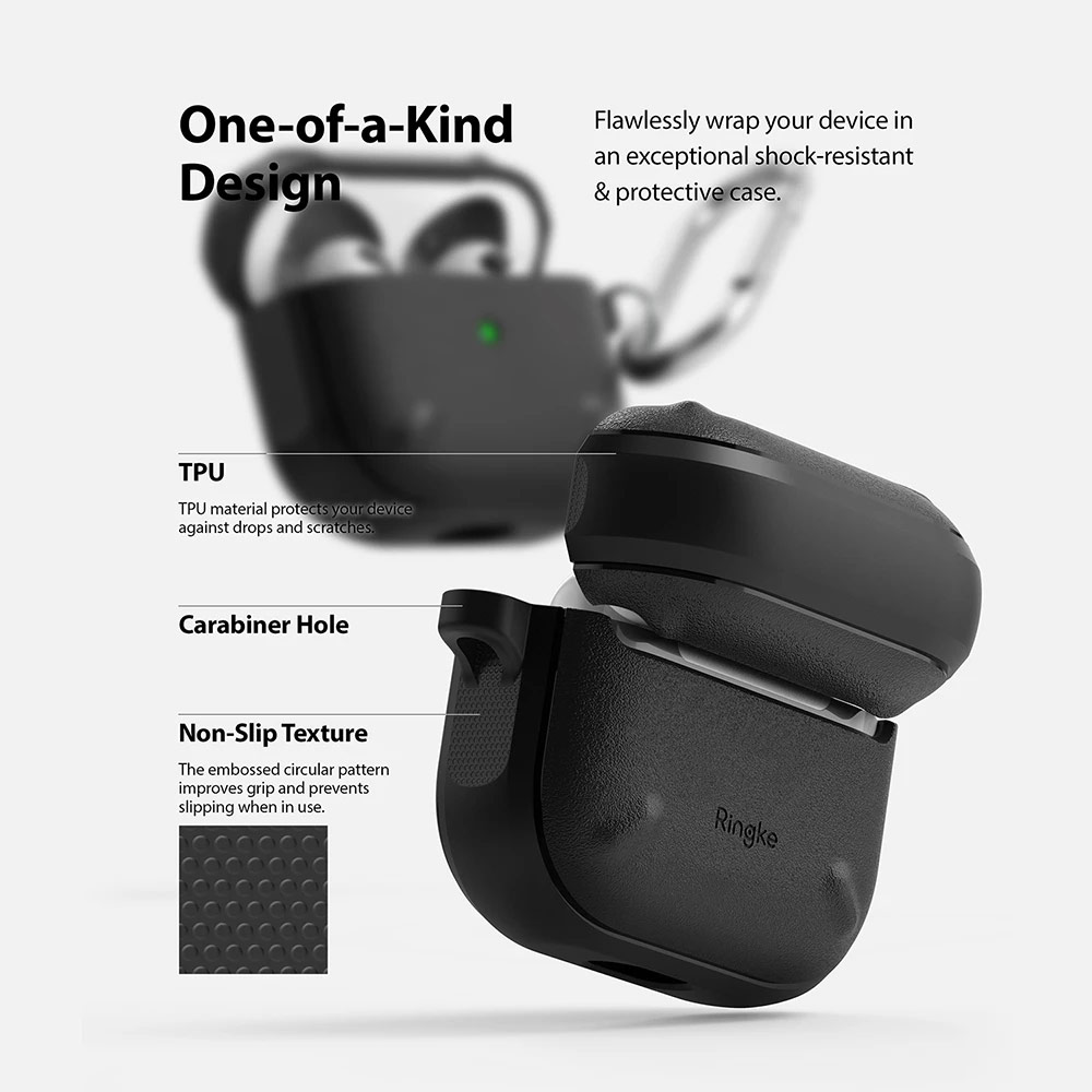 Picture of Apple Airpods 3 Case | Ringke Onyx Durable TPU for Heavy Duty Defense Protection Case for Airpods 3 (Black)