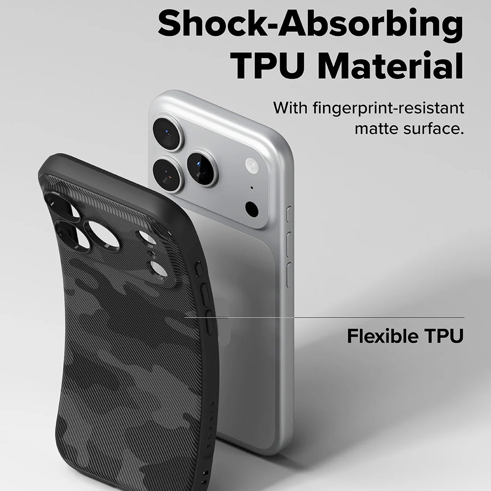 Picture of Apple iPhone 17 Pro Max 6.9 Case | Ringke Onyx Design TPU Anti Finger Print Anti Slip Drop Protection Case for iPhone 17 Pro Max 6.9 (Camo Black)