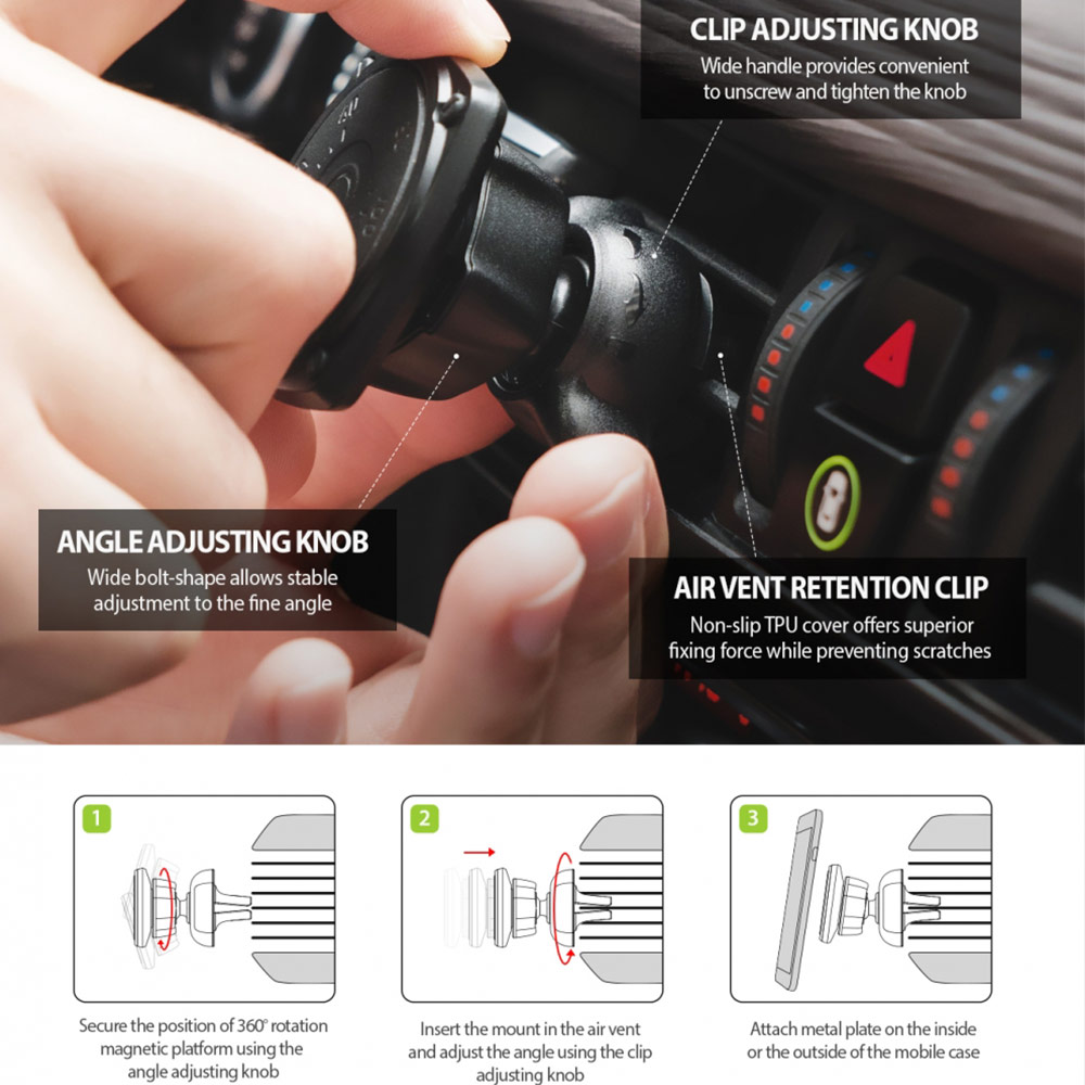 Picture of Apple iPhone 13 Pro Max 6.7 Power Bank | Ringke Magnetic Power Clip Air Vent Car Mounts Holders for Smartphone (Black)