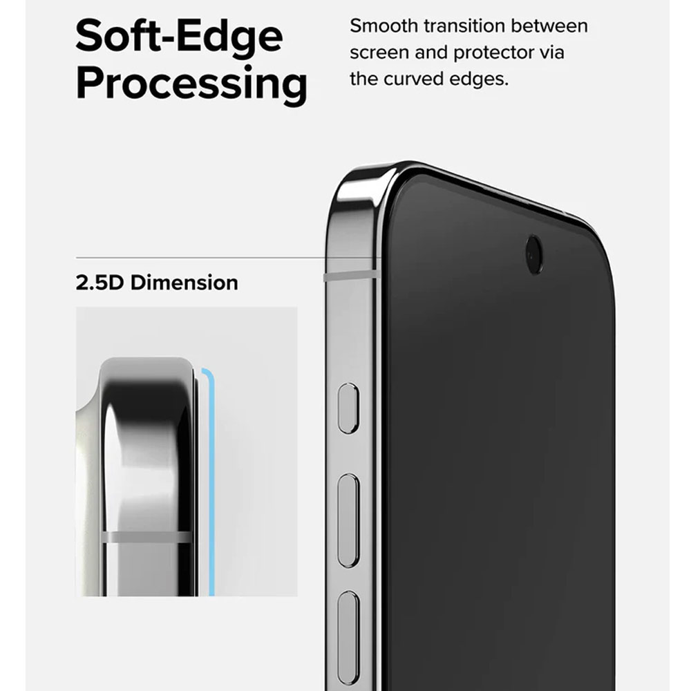 Picture of Apple iPhone 15 6.1 Screen Protector | Ringke Tempered Glass Full Cover Glass Screen Protector with Installation Jig Helper for iPhone 15 6.1 (Privacy Anti View Peep Spy Black)