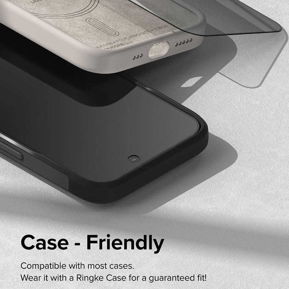 Picture of Apple iPhone 15 Pro Max 6.7 Screen Protector | Ringke Tempered Glass Full Cover Glass Screen Protector with Installation Jig Helper for iPhone 15 Pro Max 6.7 (Privacy Anti View Peep SpyBlack)