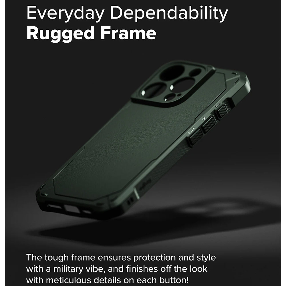 Picture of Apple iPhone 16 Pro Max 6.9 Case | Ringke Rugged Gear Magnetic Charging Compatible Drop Protection Case for Apple iPhone 16 Pro Max 6.9 (Dark Green)