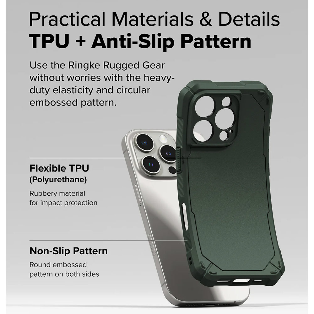 Picture of Apple iPhone 16 Pro Max 6.9 Case | Ringke Rugged Gear Magnetic Charging Compatible Drop Protection Case for Apple iPhone 16 Pro Max 6.9 (Dark Green)