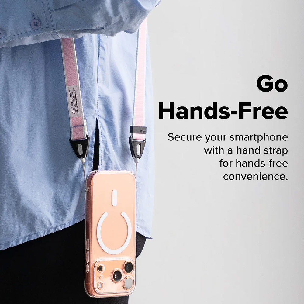 Picture of Ringke High density polyester Shoulder Strap for Perfect for daily use traveling hiking smartphone Portable Handheld Fan Strap (Stripe Pink)