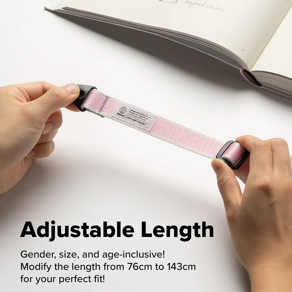 Picture of Ringke High density polyester Shoulder Strap for Perfect for daily use traveling hiking smartphone Portable Handheld Fan Strap (Stripe Pink)