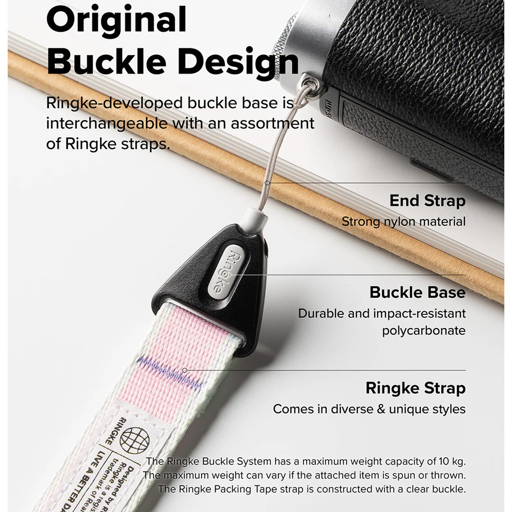 Picture of Ringke High density polyester Shoulder Strap for Perfect for daily use traveling hiking smartphone Portable Handheld Fan Strap (Stripe Pink)