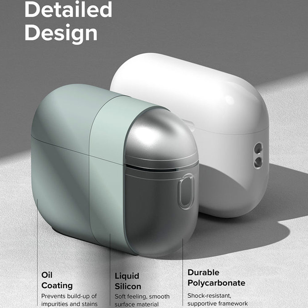 Picture of Apple Airpods Pro 2 Case | Ringke Silicone Soft Feel Hard Protective Protection Case with Carabiner for Apple Airpods Pro 2 (Seaform)