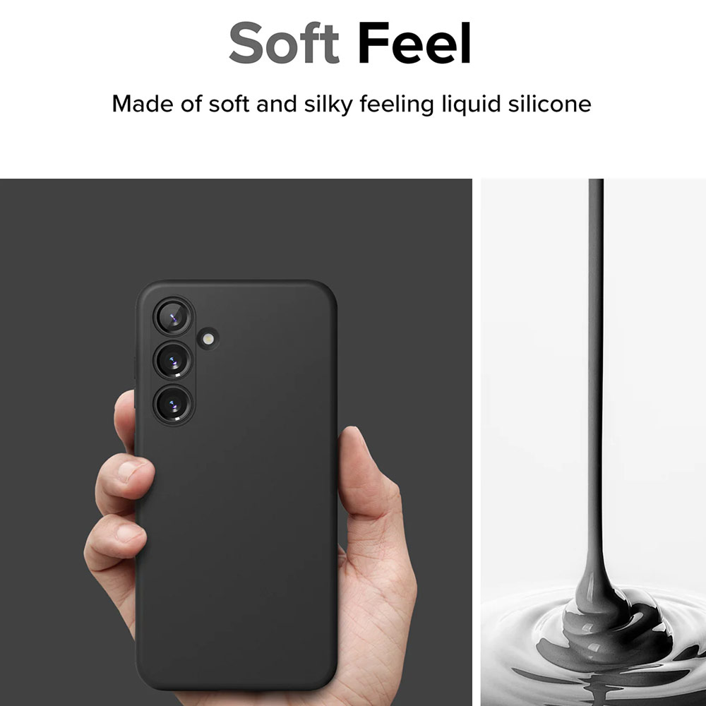 Picture of Samsung Galaxy S24 Case | Ringke Soft Liquid Silicone Case with Magnetic Ring Protection Case for Samsung Galaxy S24 (Black)