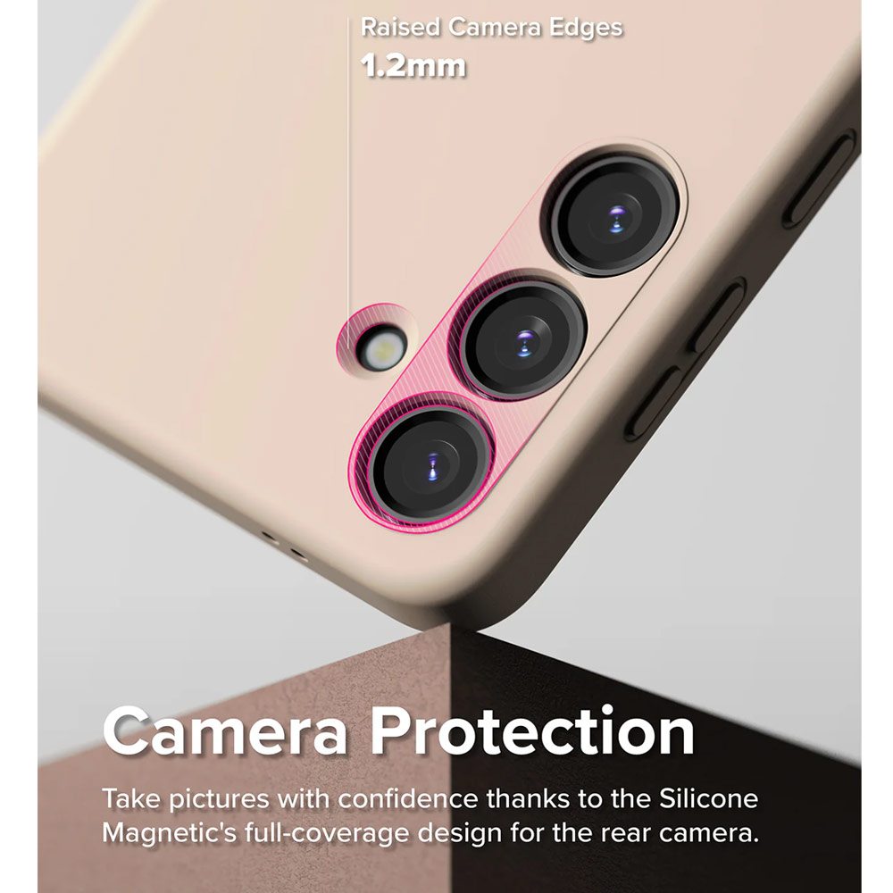 Picture of Samsung Galaxy S24 Case | Ringke Soft Liquid Silicone Case with Magnetic Ring Protection Case for Samsung Galaxy S24 (Pink Sand)