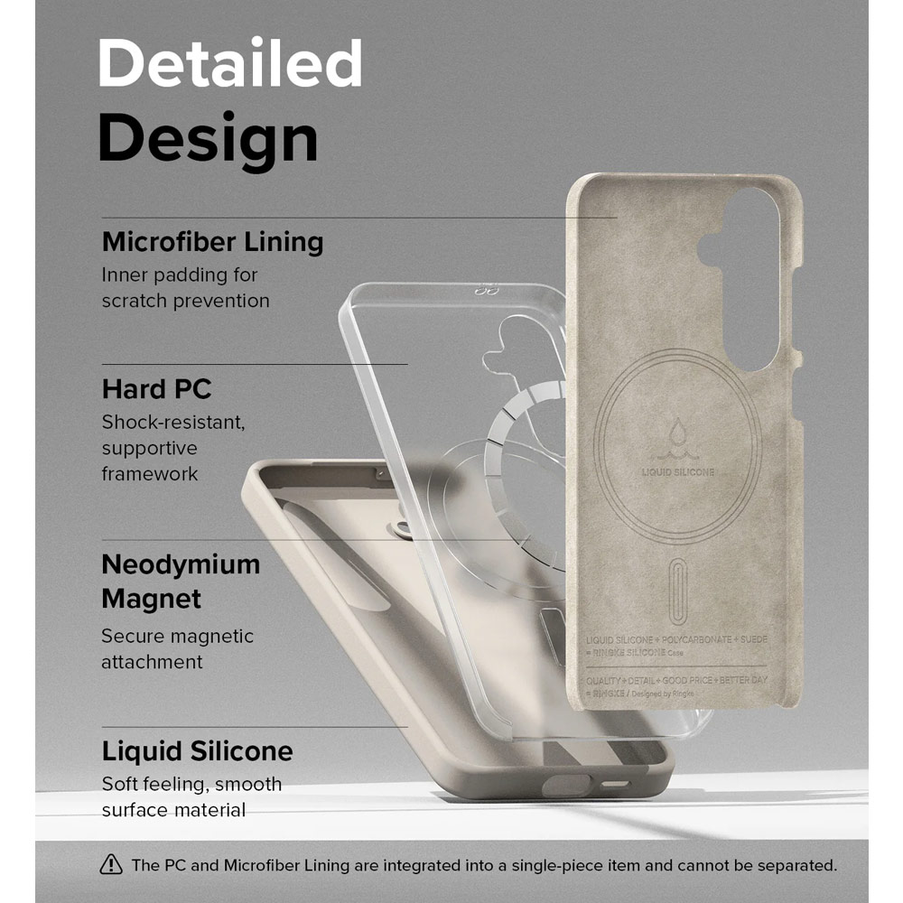 Picture of Samsung Galaxy S24 Case | Ringke Soft Liquid Silicone Case with Magnetic Ring Protection Case for Samsung Galaxy S24 (Stone)