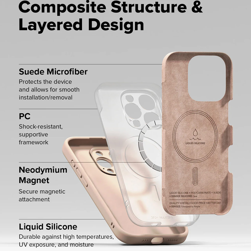 Picture of Apple iPhone 16 Pro Max 6.9 Case | Ringke Silicone Magnetic Drop Protection Case for iPhone 16 Pro Max 6.9 (Pink Sand)