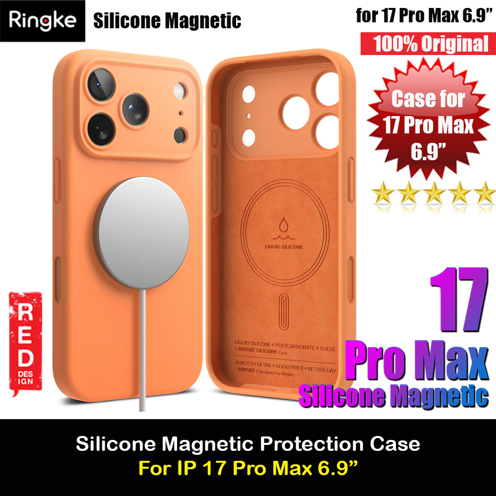 Picture of Ringke Silicone Magnetic Soft Liquid Silicone Drop Protection Case with Camera Control Button for iPhone 17 Pro Max 6.9 (Tangerie) Apple iPhone 17 Pro Max 6.9- Apple iPhone 17 Pro Max 6.9 Cases, Apple iPhone 17 Pro Max 6.9 Covers, iPad Cases and a wide selection of Apple iPhone 17 Pro Max 6.9 Accessories in Malaysia, Sabah, Sarawak and Singapore 