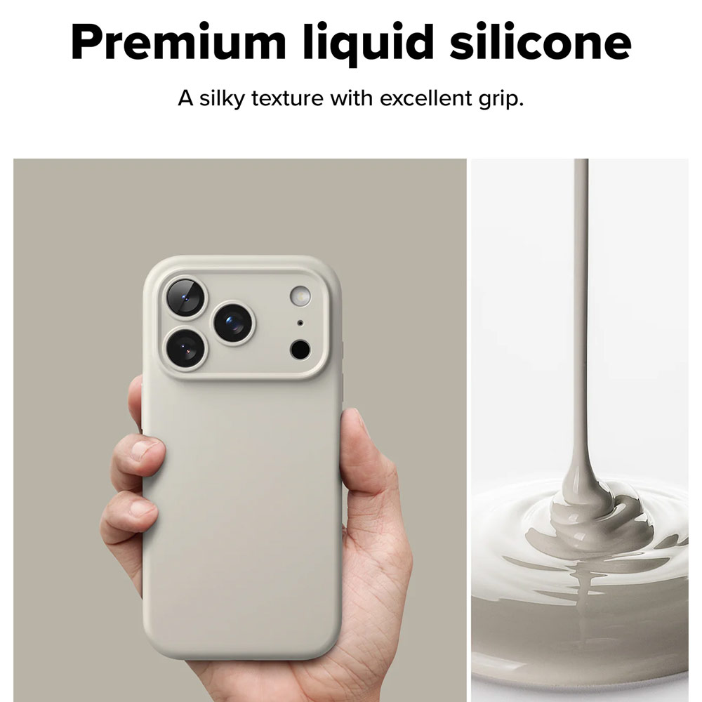 Picture of Apple iPhone 17 Pro 6.3 Case | Ringke Silicone Magnetic Soft Liquid Silicone Drop Protection Case with Camera Control Button for iPhone 17 Pro 6.3 (Stone)