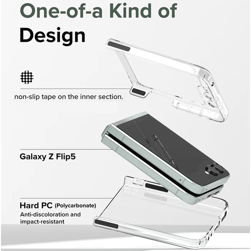 Picture of Samsung Galaxy Z Flip 5 Case | Ringke Anti Yellowing Ultra Slim Protection Case with Strap Hole for Samsung Galaxy Z Flip 5 (Matte Clear)