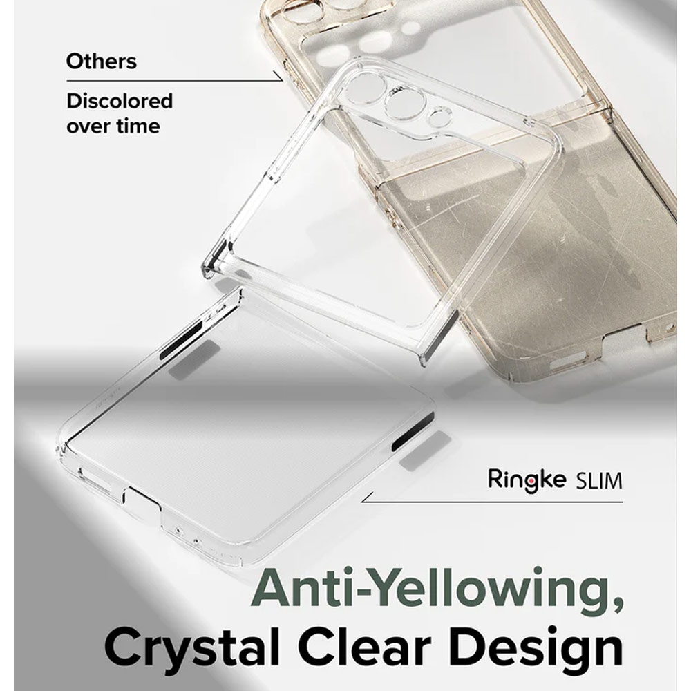 Picture of Samsung Galaxy Z Flip 5 Case | Ringke Anti Yellowing Ultra Slim Protection Case with Strap Hole for Samsung Galaxy Z Flip 5 (Matte Clear)