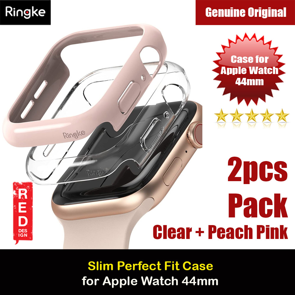 Picture of Ringke Slim Perfect Fit Case for Apple Watch Series 4 5 6 SE 44mm  (2 PACK with Clear and Peach Pink) Apple Watch 44mm- Apple Watch 44mm Cases, Apple Watch 44mm Covers, iPad Cases and a wide selection of Apple Watch 44mm Accessories in Malaysia, Sabah, Sarawak and Singapore 