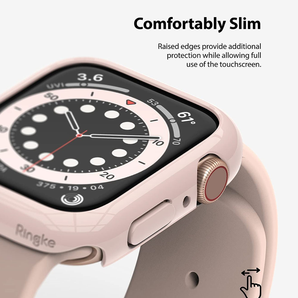 Picture of Apple Watch 44mm Case | Ringke Slim Perfect Fit Case for Apple Watch Series 4 5 6 SE 44mm  (2 PACK with Clear and Peach Pink)