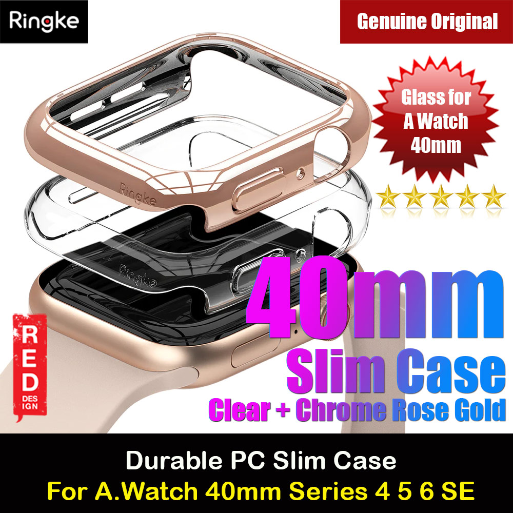 Picture of Ringke Slim Perfect Fit Case for Apple Watch Series 4 5 6 SE 40mm  (2 PACK with Clear and Chrome Rose Gold) Apple Watch 40mm- Apple Watch 40mm Cases, Apple Watch 40mm Covers, iPad Cases and a wide selection of Apple Watch 40mm Accessories in Malaysia, Sabah, Sarawak and Singapore 