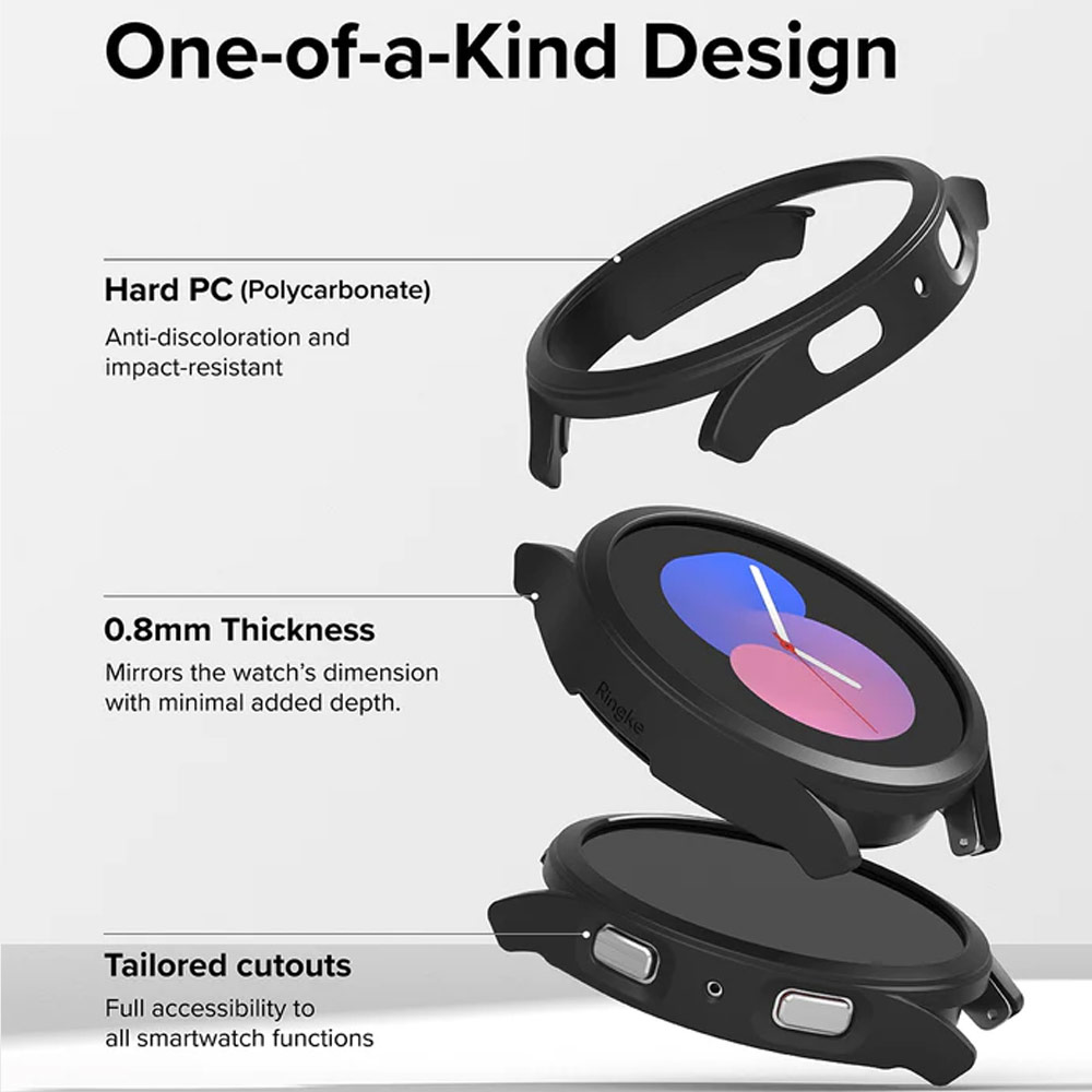 Picture of Samsung Galaxy Watch 5 44mm Case | Ringke Slim Case Durable PC Protection Case for Samsung Galaxy Watch 5 Series 44mm (Dark Chrome)