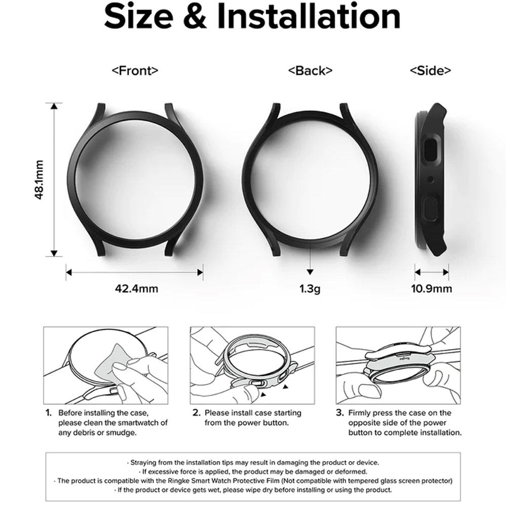 Picture of Samsung Galaxy Watch 5 44mm Case | Ringke Slim Case Durable PC Protection Case for Samsung Galaxy Watch 5 Series 44mm (Dark Chrome)