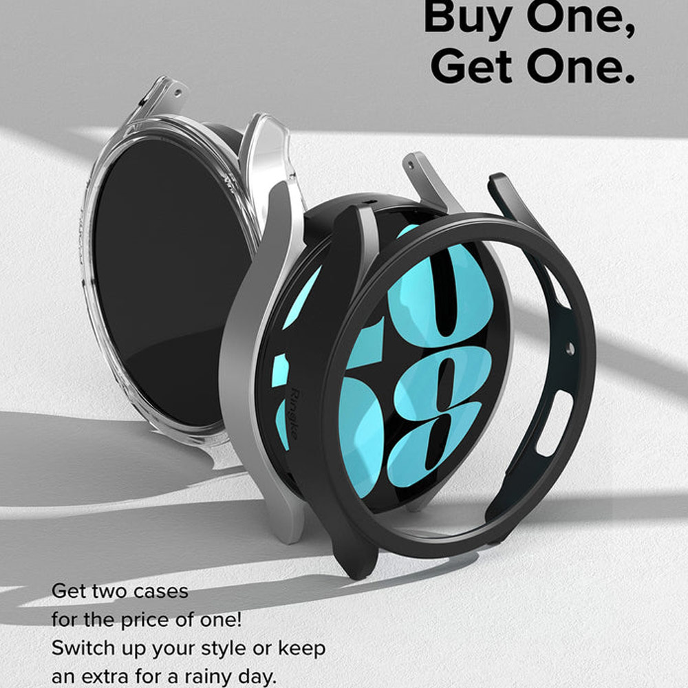 Picture of Samsung Galaxy Watch 6 44mm Case | Ringke Slim Case Durable Protection PC Case for Samsung Galaxy Watch 6 Series 44mm (Clear and Chrome)