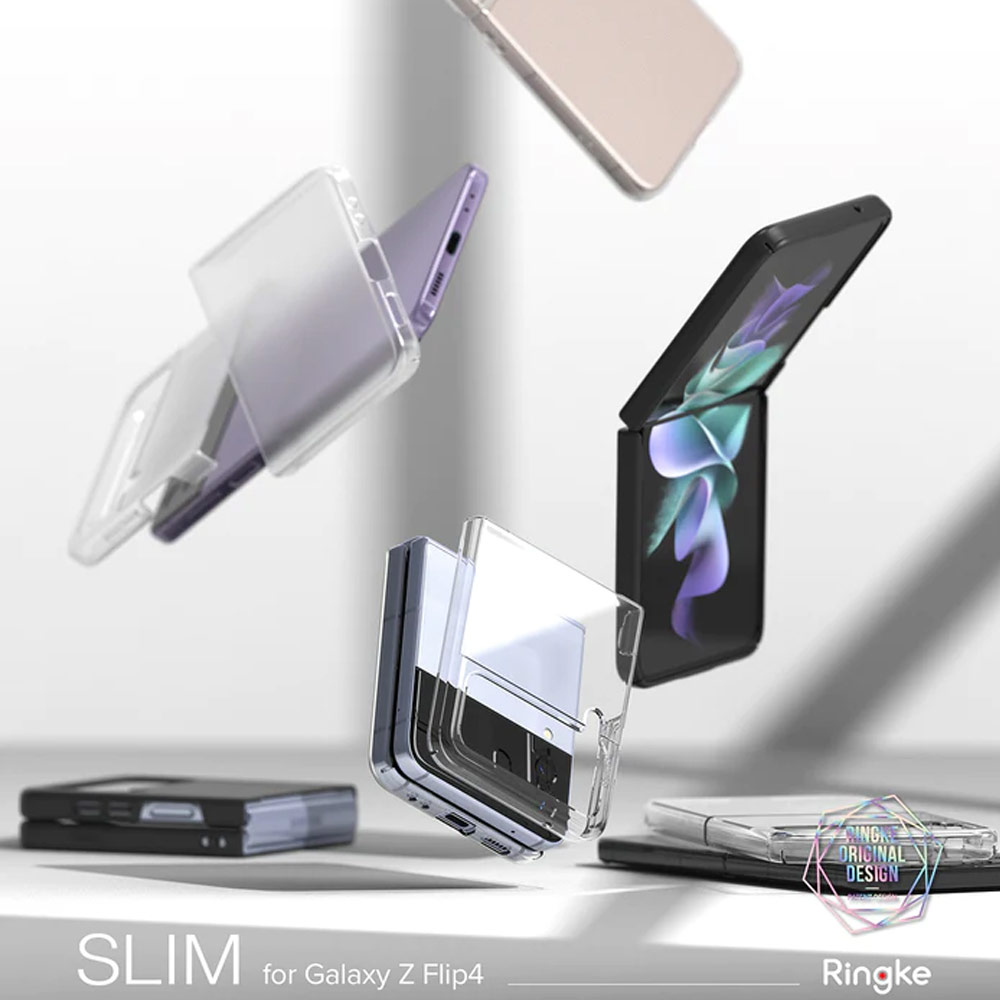 Picture of Samsung Galaxy Z Flip 4 Case | Ringke Slim Protection Anti Yellow Clear PC Hard Case for Samsung Galaxy Z Flip 4 (Black)