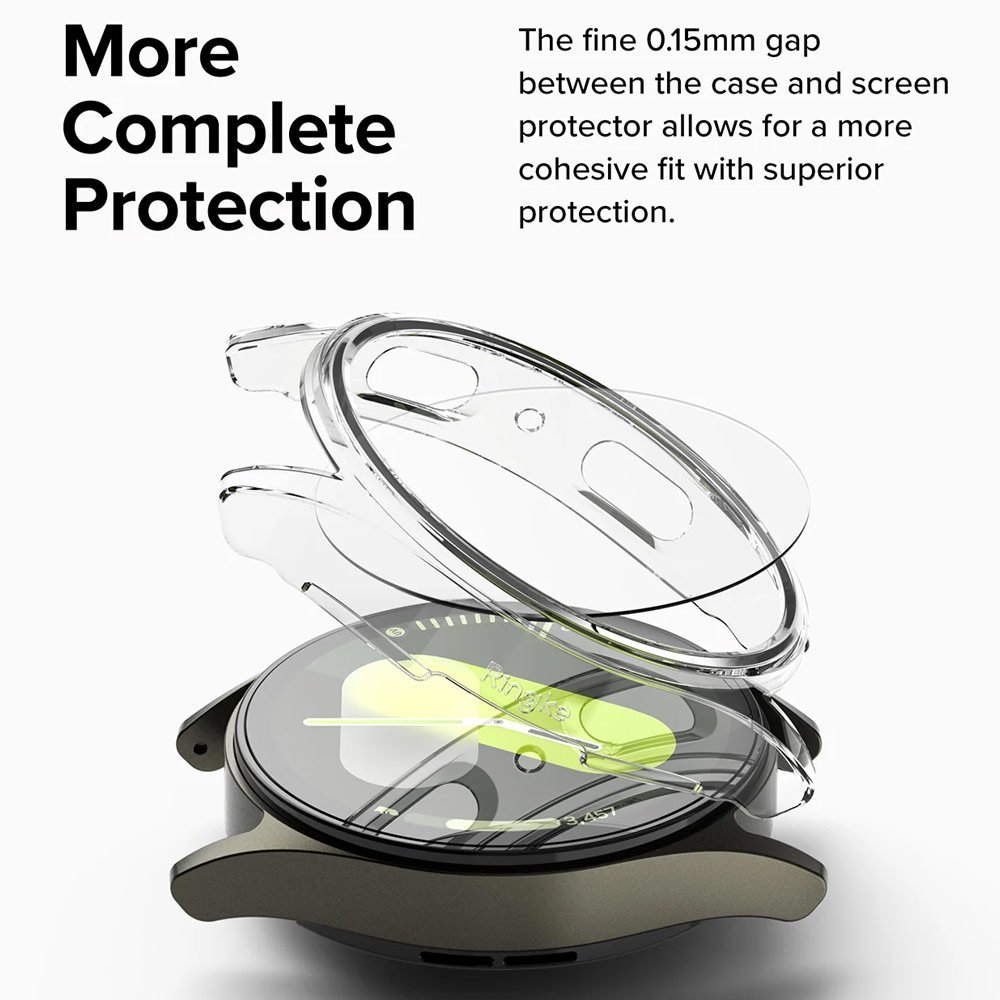 Picture of Samsung Galaxy Watch 7 40mm Case | Ringke Slim Case and Tempered Glass Screen Protector for Samsung Galaxy Watch 7 40mm ( Titanium Black)