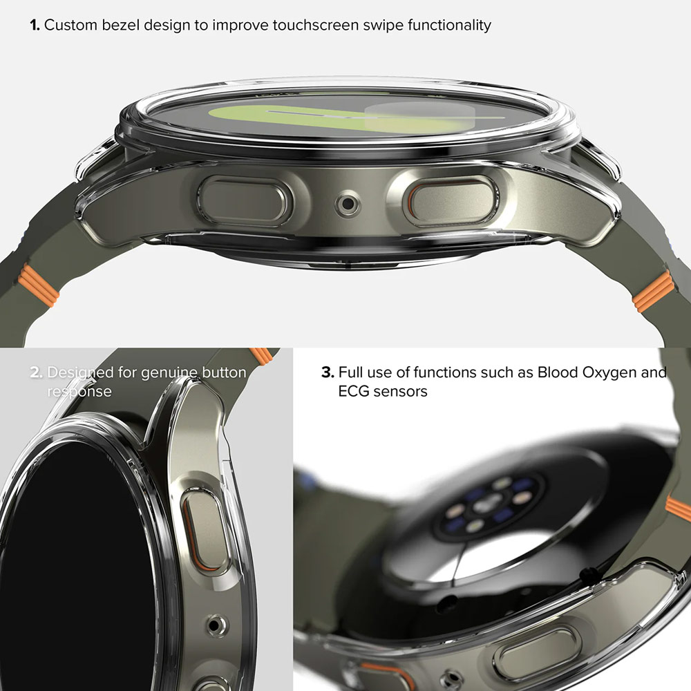 Picture of Samsung Galaxy Watch 7 40mm Case | Ringke Slim Case and Tempered Glass Screen Protector for Samsung Galaxy Watch 7 40mm ( Titanium Black)