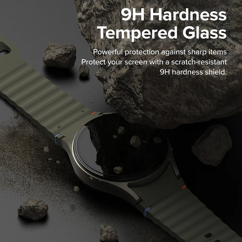 Picture of Samsung Galaxy Watch 7 40mm Case | Ringke Slim Case and Tempered Glass Screen Protector for Samsung Galaxy Watch 7 40mm ( Titanium Black)