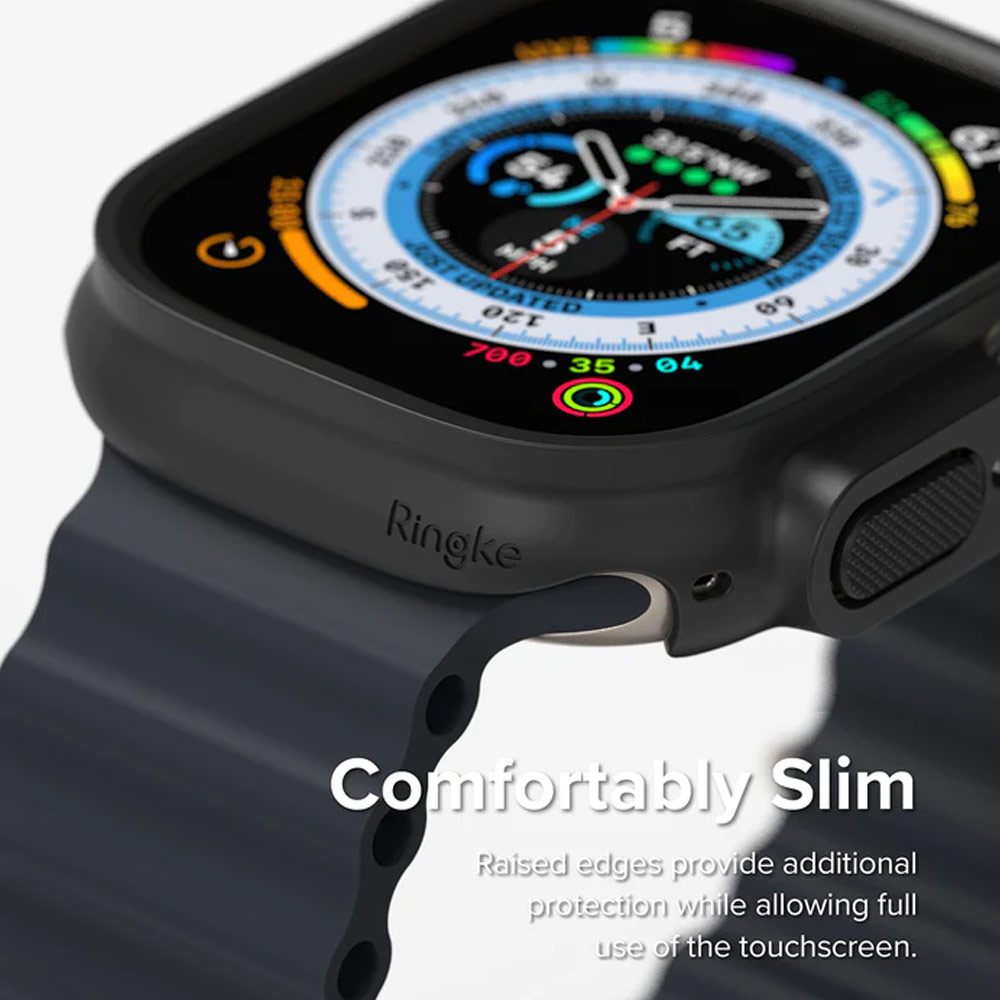 Picture of Apple Watch 49mm	Ultra Case | Ringke Slim and Lightweight Hard Case for Apple Watch Series 8 49mm Ultra (2 PACK with Clear and Titanium Gray)