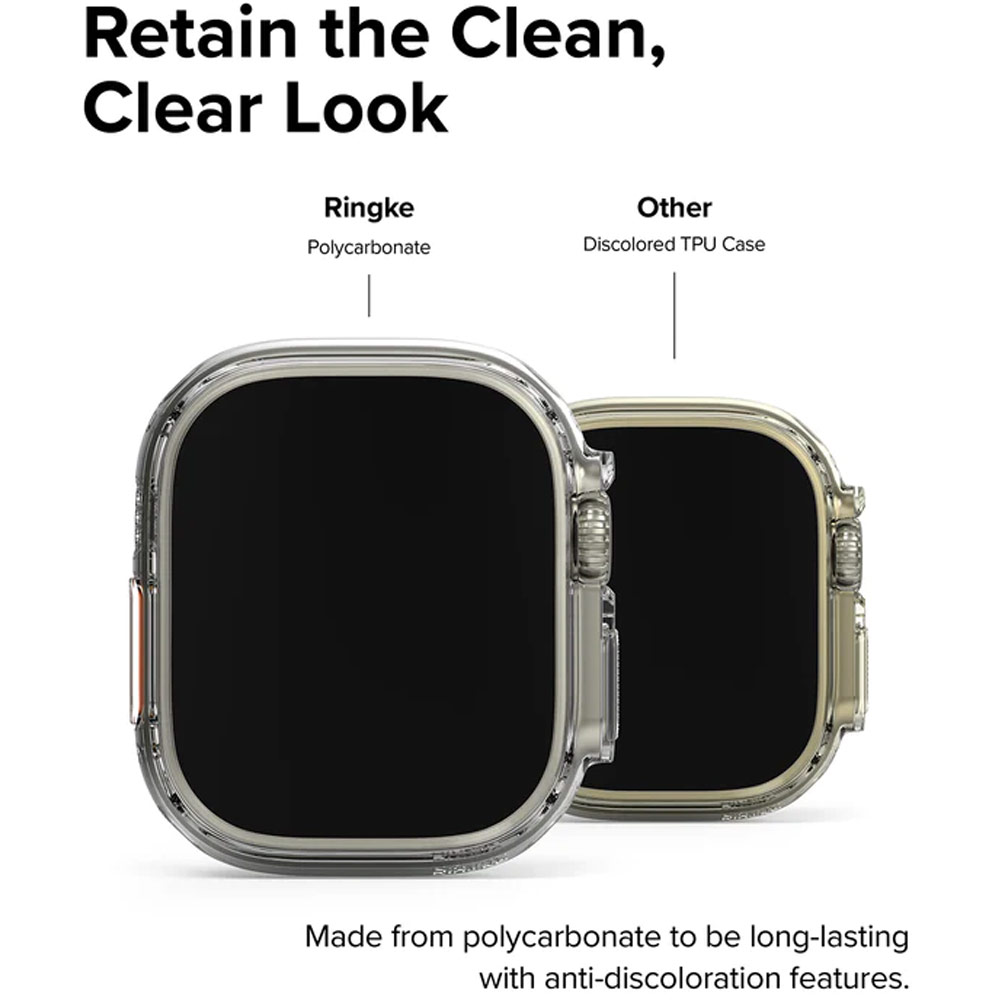 Picture of Apple Watch 49mm	Ultra Case | Ringke Slim and Lightweight Hard Case for Apple Watch Series 8 49mm Ultra (2 PACK with Clear and Titanium Gray)