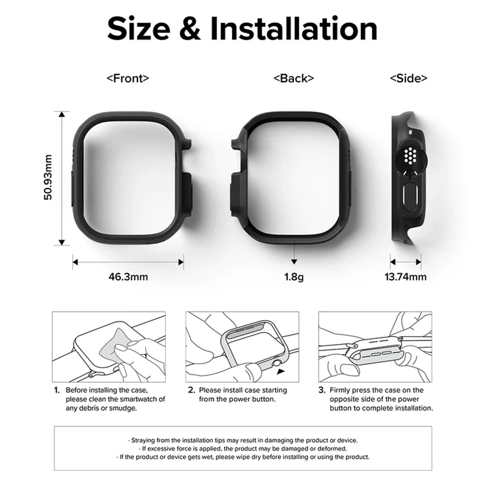 Picture of Apple Watch 49mm	Ultra Case | Ringke Slim and Lightweight Hard Case for Apple Watch Series 8 49mm Ultra (2 PACK with Clear and Titanium Gray)